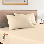 Elegant Comfort 4-Piece Solid Smart Sheet Set-Deep Pocket Fitted Sheet with Side Storage Pockets-Silky Soft 1500 Thread Count Egyptian Quality Microfiber, Wrinkle and Fade Resistant, King, Cream - Image 2