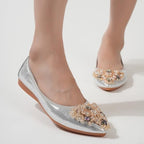 VYKF Womens Ballet Flats Foldable Rhinestone Pointed Toe Wedding Shoes Comfortable Slip on Flat Shoe - Image 2