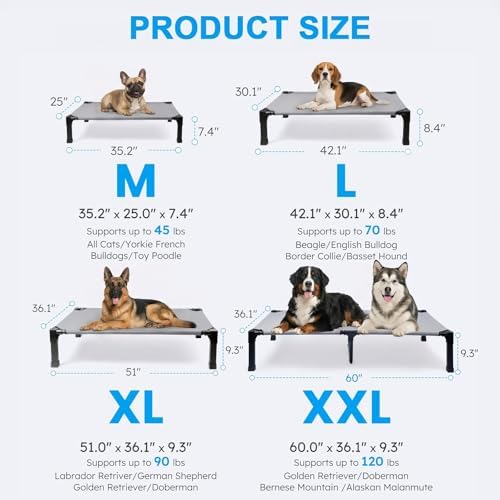 Elevated Dog Bed Raised Cooling Dog Cot for Small Dogs, Portable Indoor & Outdoor Pet Bed with No-Slip Feets Breathable Mesh Pet Bed for Camping Outdoor - Image 5