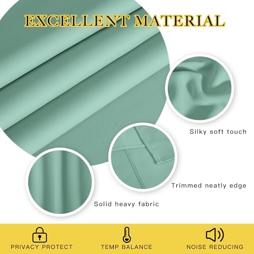 NICETOWN Blackout Curtains for Sliding Glass Door Room Divider Noise Reduce Curtain Panel Portable Window Screen Sliding Partition, W100 x L102 inches, 1 Panel, Aqua Blue - Image 3