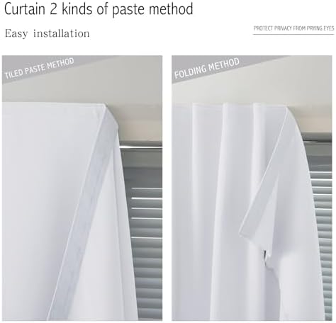 Stick On Blackout Curtains No Drill Required Self Adhesive Window Coverings for Bedroom Living Room Kitchen 46" W x 84" L White 1 Panel - Image 6