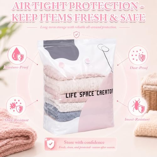 Aliceset 6 Pcs No Pump Vacuum Storage Bags Large Press Compression Bags Cube Compression Space Organizer Bag for Jumbo Clothes Bedding Comforters(31.5 x 39.37 x 12.6 Inch) - Image 2