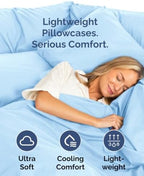 Queen Pillow Cases - 6 Pack Soft Pillowcase Covers - 20" x 30" (Light Blue) - Image 3