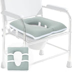 Inflatable Bedside Commode Cushion, Machine Washable Padded Toilet Seat Riser for Seniors with Removable Pillowcase, 17" x 14" Cushioned Toilet Seat Cover with PVC Airbag Liner, Green by Home