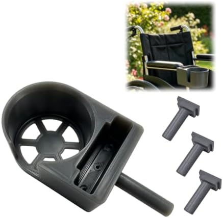 Wheelchair Cup Holder with Phone Mount for Round Tubular Armrests, 2-in-1 Cup and Phone Holder with Removable Insert for Wheelchairs and Powerchairs Daily Use by Unknown