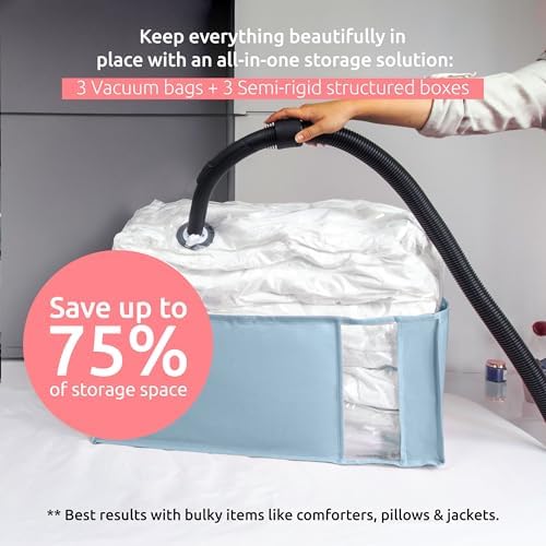 Compactor XXL 3 Vacuum Storage Bag & 3 Semi-Rigid Box, Closet Organizer, 210L - Image 2