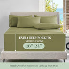 Elegant Comfort Luxury Soft 6-Piece 1500 Premium Hotel Quality Bed Sheet Set with Extra Deep Pockets 18-24 Inch, Wrinkle Free, Storage Pockets, Extra Deep Pocket 6PC Sheets, Queen, Sage Green - Image 4