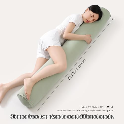 Body Pillow for Adults,Long Round Pillow,Big Cylindrical Pillow,Large Full Bolster Pillows for Side Sleepers (Celadon Green, 59"*7.87") - Image 3