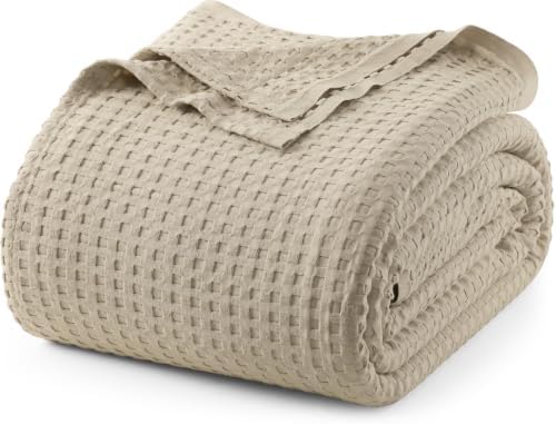 Utopia Bedding 100% Cotton Waffle Blanket Big Size Khaki, 120x120 Inch by UTOPIABEDDING