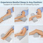 5 STARS UNITED Knee Pillow for Back Sleeping – Half Moon Bolster Pillow for Legs, Under Knee Pillow for Sleeping on Back, Memory Foam Leg Pillow for Back Pain, Natural Gray - Image 3