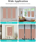 Window Privacy Film Frosted, Burnt Orange Brown Striped Static Cling Door Window Covering, Modern Farmhouse Vertical Stripes UV Blocking Windows Film for Office, Hotel, Bedroom, 29.5 x 78.7 Inches - Image 7