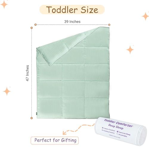 ZPECC Toddler Down Alternative Comforter, 39" x 47", Green Stripe - Image 2