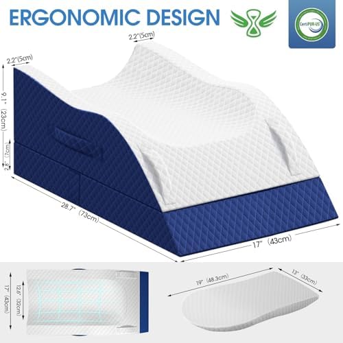 TranquilRelax Leg Elevation Pillows for After Surgery, Wedge Pillow, Blue - Image 2