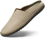Men’s Slip-On Loafers Mules Clog Handmade Leather Slippers Hand Stitched no-Heel Casual Shoes for Men Breathable Comfortable Soft by LUODENGLANG