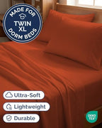 Twin XL 4 Piece Sheet Set - College Dorm Room Essentials - Terracotta - Image 2
