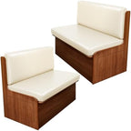 SearchI PU Leather RV Dinette Cushion Covers, Stretch Camper Cushion Slipcovers for Travel Trailer Couch RV Booth Seat, Replacement Camper Sofa Chair Protector(2 Backrest Cover & 2 Bench Cover, Cream) by SearchI