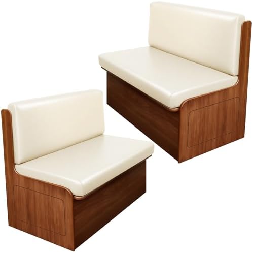 SearchI PU Leather RV Dinette Cushion Covers, Stretch Camper Cushion Slipcovers for Travel Trailer Couch RV Booth Seat, Replacement Camper Sofa Chair Protector(2 Backrest Cover & 2 Bench Cover, Cream) by SearchI