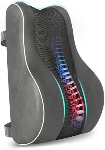 CloudBliss XL Lumbar Support Pillow, Memory Foam for Office Chair, Gray by CloudBliss