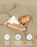 Standard Pillow Cases - 8 Pack Soft Pillowcase Covers - 20" x 26" (Beige) - Image 3