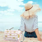 MNSRUU Picnic Blanket Waterproof Foldable, Gold Glittering Stars Large Outdoor Picnic Beach Camping Blanket Travel Mat, Shoulder Strap Tote, Rectangle 57x59in - Image 5