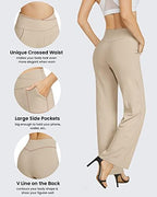 G4Free EverGoing Wide Leg Yoga Pants for Women Crossover Waist with Pockets - Image 4
