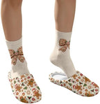 Jeiento Winter Fuzzy Slipper and Crew Socks Warm Winter Shoes Lightweight Soft Cushion House Slipper Bedroom Shoes - Image 4