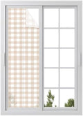 Window Privacy Film Frosted, Farmhouse Plaid Reusable Static Cling Window Tints, Cream Classic Buffalo Check Rustic Heat Control Windows Films for Offices, Balcony, 29.5 x 118 Inches by Unknown