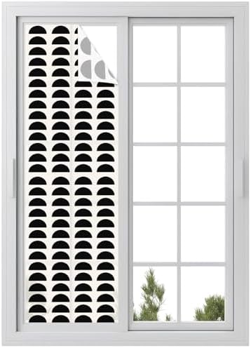 Window Privacy Film Frosted, Black Boho Reusable Static Cling Window Tints, Middle Century Geometric Abstract Art Heat Control Windows Films for Offices, Balcony, 29.5 x 118 Inches by Unknown