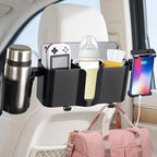 Car Back Seat Organizer with 2 Cup Holders & Tablet Holder, Adjustable Headrest Storage Box with Hook, Fits 5-13 Inch Tablets & Phones, Car Back Seat Organizer for SUV Truck Travel Accessories by Unknown