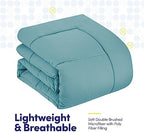 Sweet Home Collection 7 Piece Comforter Set Bag Solid Color All Season Soft Down Alternative Blanket & Luxurious Microfiber Bed Sheets, Misty Blue, Queen - Image 5