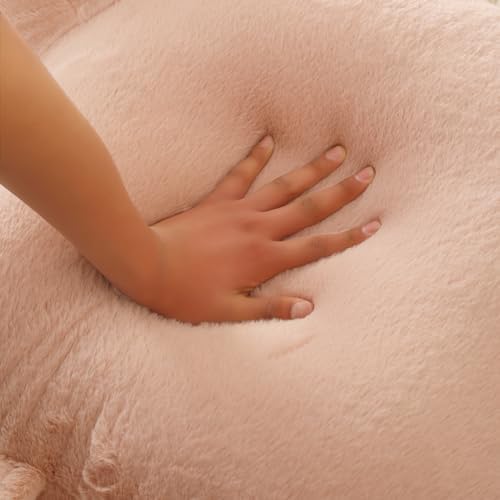 Soft Reading Pillow for Bed with Arms,Middle,Light Pink,Faux Fur - Image 6