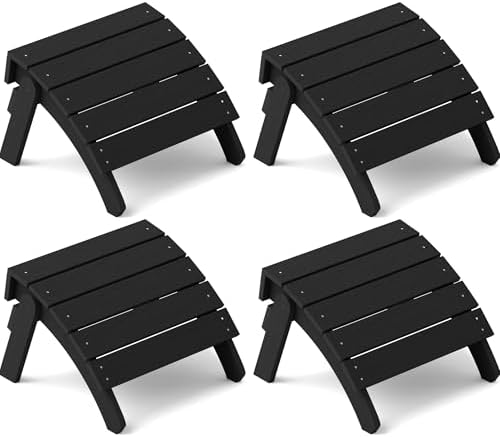 YEFU Folding Adirondack Ottoman Outdoor Set of 4, Black by YEFU