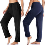 Envlon Women's Yoga Pants with Pockets Comfy Stretch Loose Wide Leg Casual Pants Breathable Running Workout Lounge Pants - Image 3