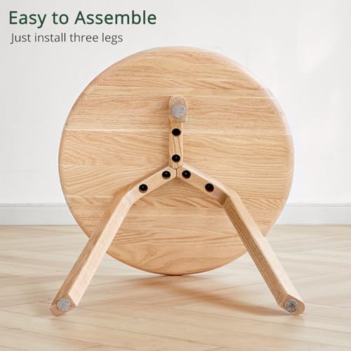 Solid Beech Oak Wood Side Table - Compact End Table with Detachable Cloth Pocket - Modern Small Nightstand with Storage Holder for Living Room, Bedroom (Oak, Natural) - Image 7