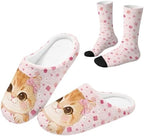Womens Fuzzy Slipper with Socks Warm Cozy House Slipper and Socks Set Plush Winter Shoes for Indoor by Baxinh