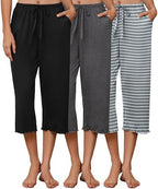 Ekouaer 3 Pack Women Capri Pajama Pants Lounge Pants Pj Bottom with Pockets by EKOUAER