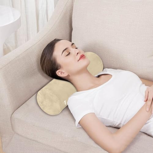 Yuiboo Bolster Pillow for Legs Wheat Beige Memory Foam Neck Roll Pillow for Sleeping 5.5" x 17" Round Pillows for Sleeping Cylinder Body Pillow Lumbar Support - Image 5