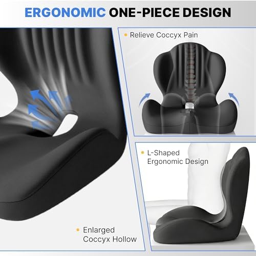 Ergonomic Seat Cushion with L-Shaped Design for Office Chair (Black) - Image 4