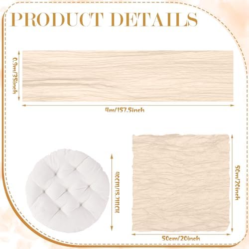 Beeveer Extra Large Outdoor Picnic Blanket with Table Runner Napkins and Floor Pillows Cushions for Picnic Party Camping Wedding Bachelorette Birthday Baby Shower Decor(71x118'',Beige,8 Set) - Image 6