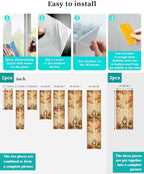 Window Privacy Film Frosted, Thanksgiving Gnomes Reusable Static Cling Window Tints, Fall Orange Pumpkin Maple Leaves Heat Control Windows Films for Offices, Balcony, 29.5 x 118 Inches - Image 4