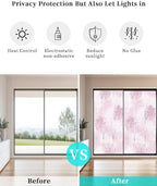 Window Privacy Film Frosted, Pink Yellow Palm Trees Tropical Non-Adhesive Static Cling Window Tint, Summer Beach Botanical Insulated Windows Frosted Films for Living Room, 35.4 x 78.7 Inches - Image 6