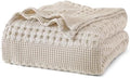 PHF Lightweight 100% Cotton Waffle Blanket for Bed, Twin XL, Light Taupe by PHF