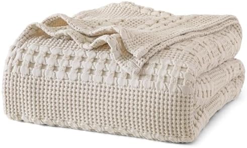 PHF Lightweight 100% Cotton Waffle Blanket for Bed, Twin XL, Light Taupe by PHF