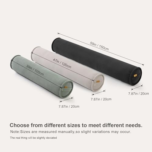 Long Bolster Pillow for Bed – Soft Corduroy Body Pillow for Adults, Ergonomic Full-Length Support for Better Sleep,59 x 7.87 Inches,Grey Green - Image 2