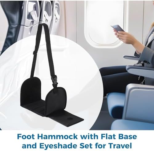2-Pack Adjustable Travel Foot Rest Set with Sleep Masks, Foot Hammocks for Airplanes, Office, and Desk Use, Portable Design - Image 3