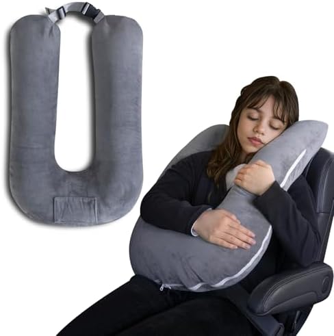 QUEEN ROSE Car Travel Pillow for Sleeping, Adjustable Head Support, Grey by QUEENROSE
