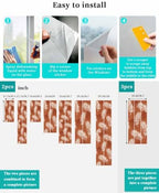 Window Privacy Film Frosted, Burnt Orange Leaves Non-Adhesive Static Cling Window Tint, Middle Century Tropical Monstera Insulated Windows Frosted Films for Living Room, 35.4 x 78.7 Inches - Image 4