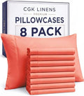 Standard Pillow Cases - 8 Pack Soft Pillowcase Covers - 20" x 26" (Coral) by CGKUnlimited