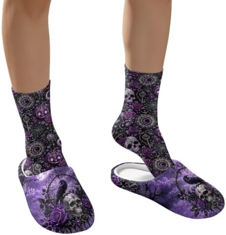 Jeiento Women's Fuzzy Slippers and Sock Set Warm Cozy Memory Foam House Shoes Soft Slip-on Slides Spa Slippers for Hotel - Image 4