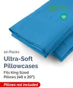 King Pillow Cases - 10 Pack Soft Pillowcase Covers - 20" x 40" (Denim Blue) - Image 2